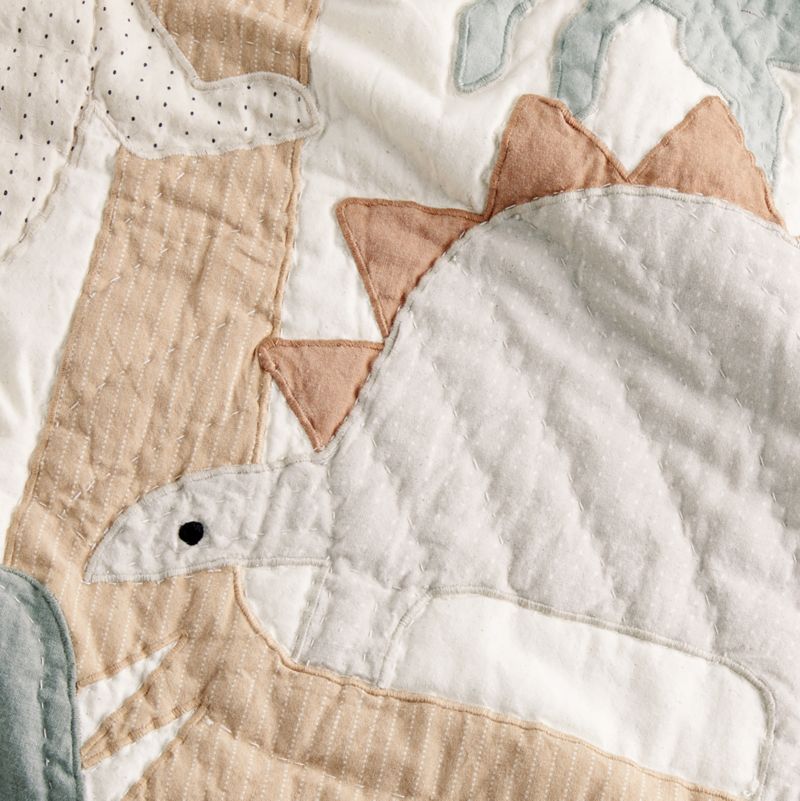 Dino Tower Embroidered Organic Cotton Baby Crib Quilt - image 11 of 14