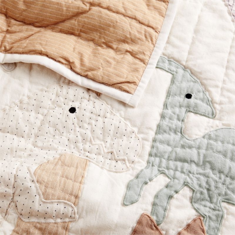 Dino Tower Embroidered Organic Cotton Baby Crib Quilt - image 9 of 14