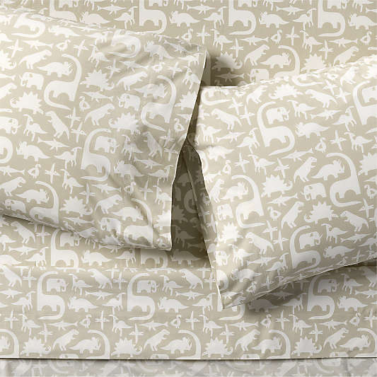 Stay Cool Dino Tower Organic Cotton Kids Queen Sheet Set