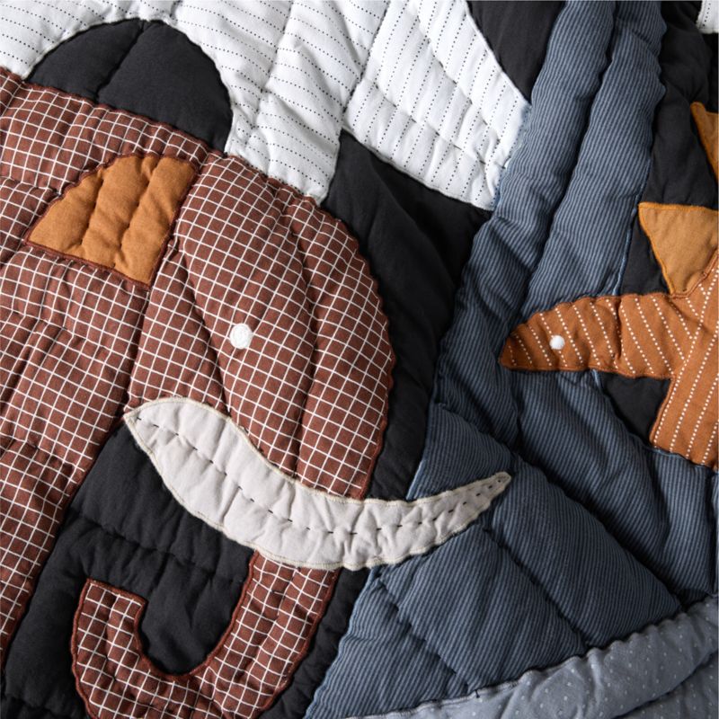 Dino Tower Embroidered Cotton Kids Twin Quilt - image 9 of 12