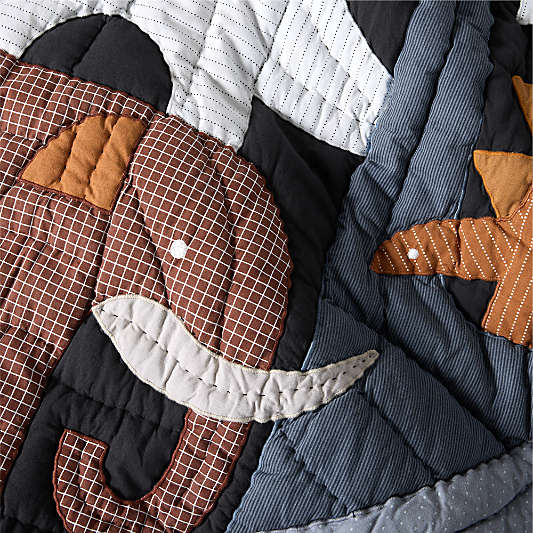 Dino Tower Embroidered Organic Cotton Kids Quilt