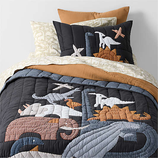 Dino Tower Embroidered Cotton Kids Quilt