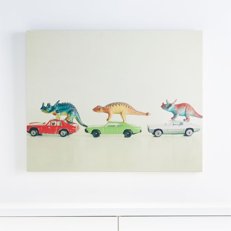 Dinosaurs Ride Cars Canvas Wall Art Print - image 0 of 3