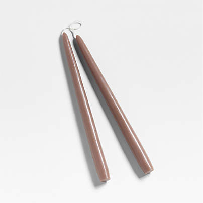 Dipped Mink Beige Taper Candles 12", Set of 2