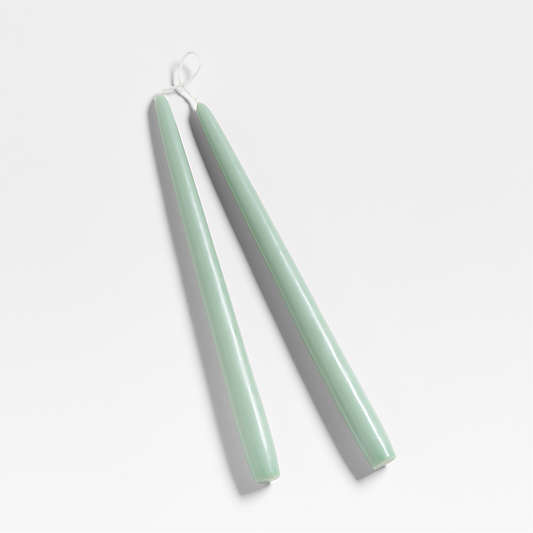 Dipped Sage Green Taper Candles 12", Set of 2