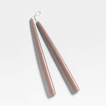 Dipped Suede Taupe Taper Candles 12", Set of 2