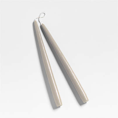 Dipped Suede Taupe Taper Candles 12", Set of 2