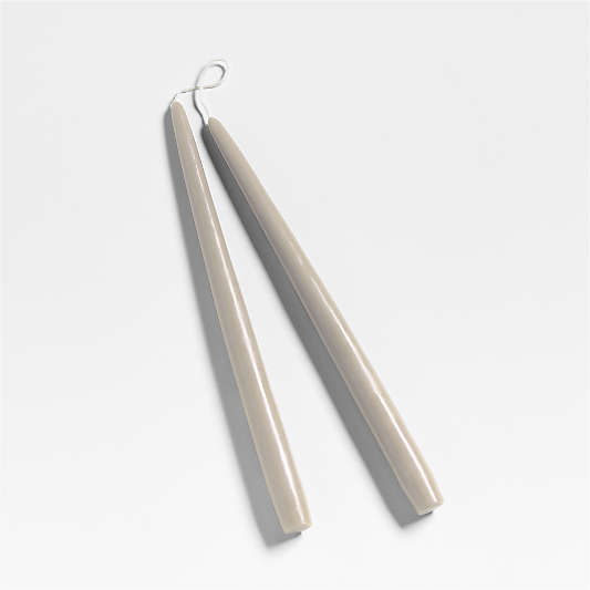 Suede Taupe 12" Dipped Taper Candles, Set of 2