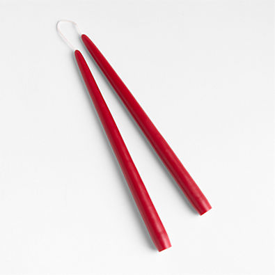 View 12" Dipped Cranberry Taper Candles, Set of 2 details