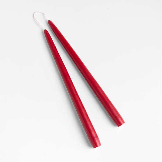 12" Dipped Cranberry Taper Candles, Set of 2