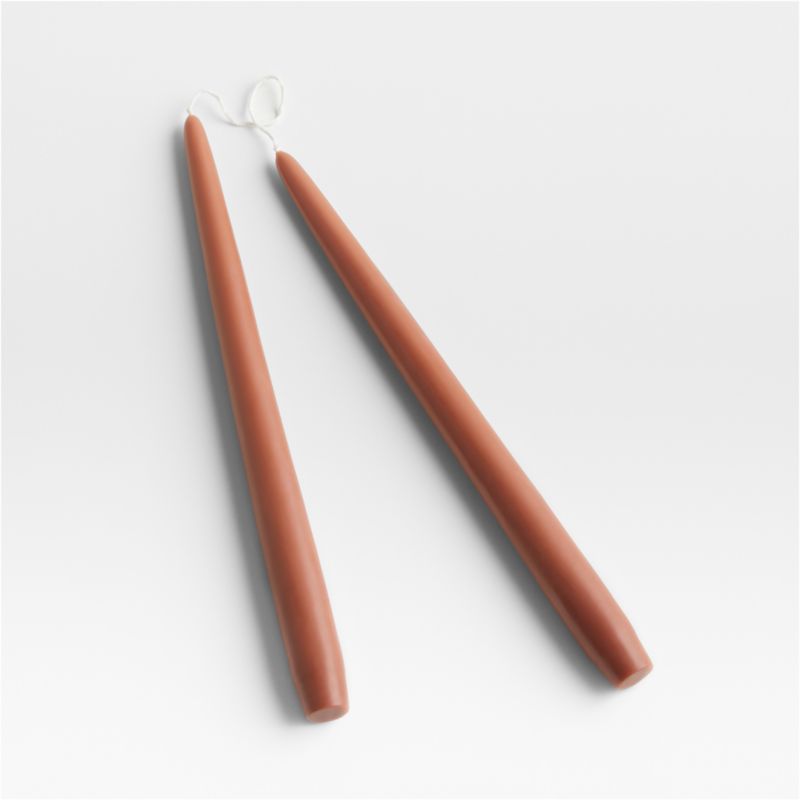 Dipped Rust Brown Taper Candles 12", Set of 2