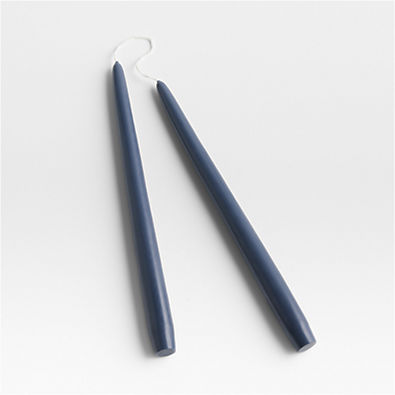 View 12" Dipped Dark Navy Blue Taper Candles, Set of 2 details
