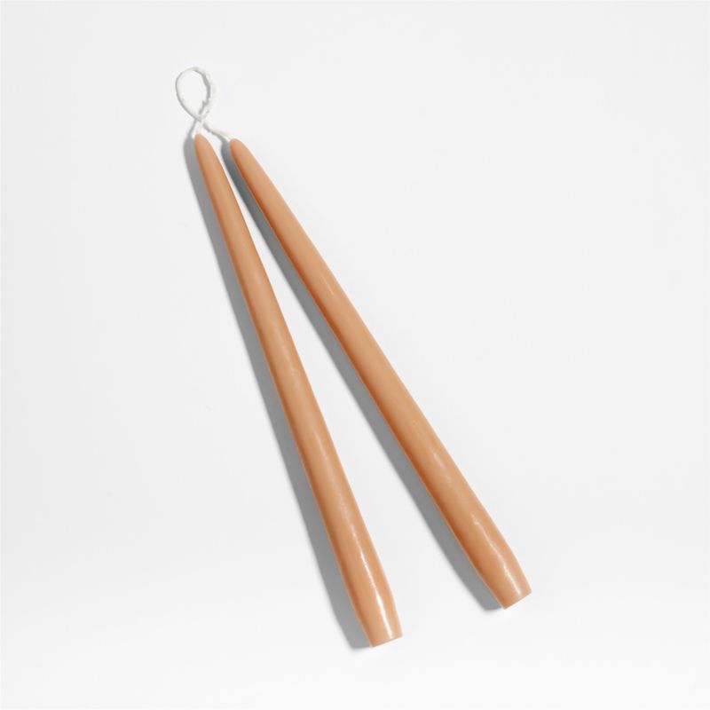 Dipped Latte Brown Taper Candles 12", Set of 2