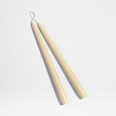 View 12" Dipped Summer Melon Yellow Taper Candles, Set of 2 details