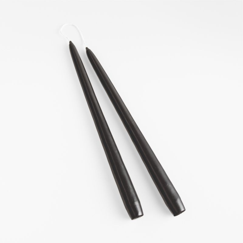 12" Dipped Black Taper Candles, Set of 2