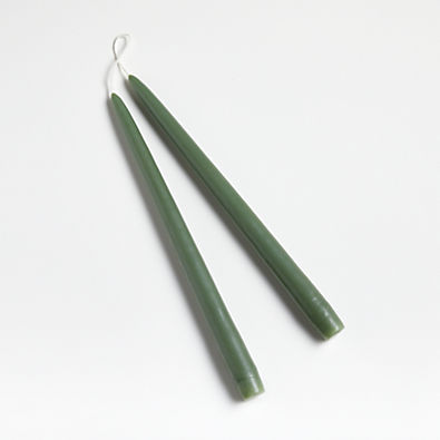 View 12" Dipped Moss Taper Candles, Set of 2 details