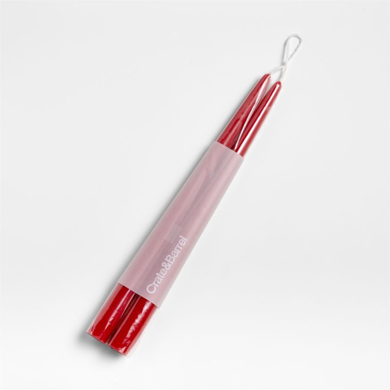Dipped Red Taper Candles, Set of 2