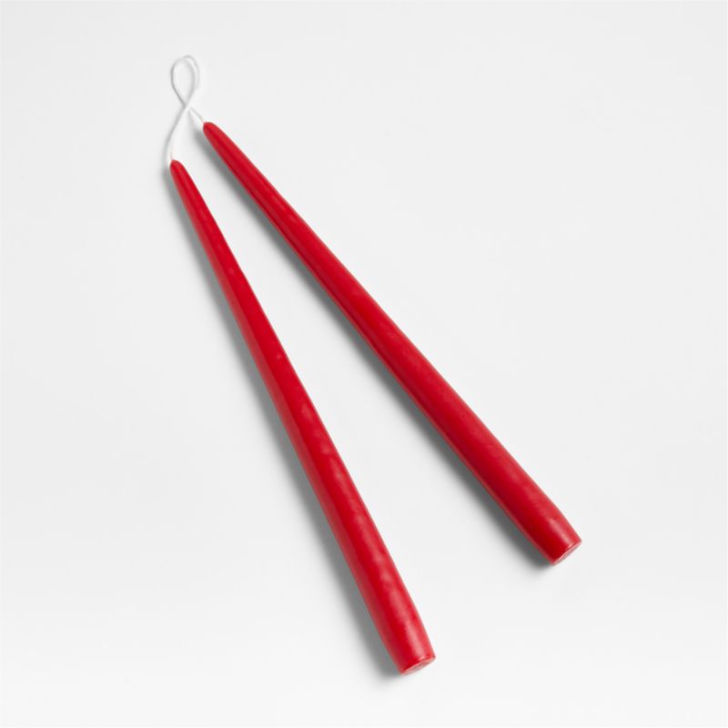 Dipped Red Taper Candles, Set of 2