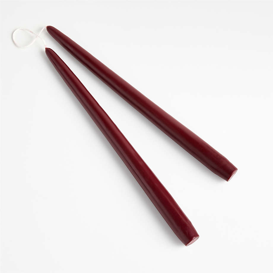 Dipped Burgundy Taper Candles, Set of 2