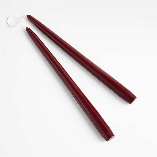 Dipped Burgundy Taper Candles 12", Set of 2