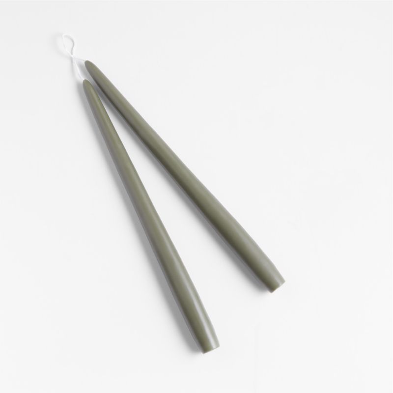 Dipped Olive Taper Candles, Set of 2