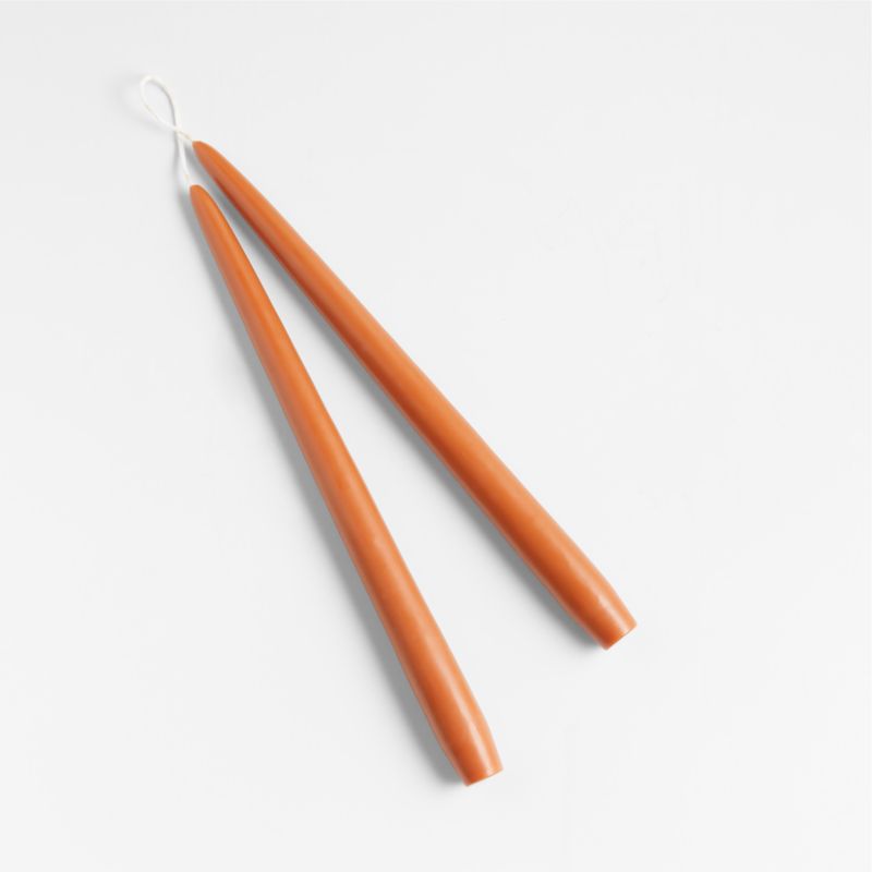 Dipped Pumpkin Orange Taper Candles, Set of 2