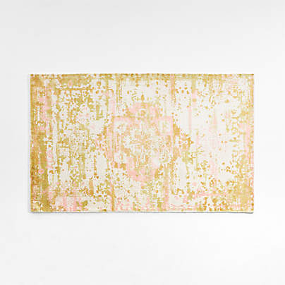 Gold Distressed Abstract Kids Rug 4x6