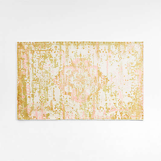 Gold Distressed Abstract Kids Rug 5x8