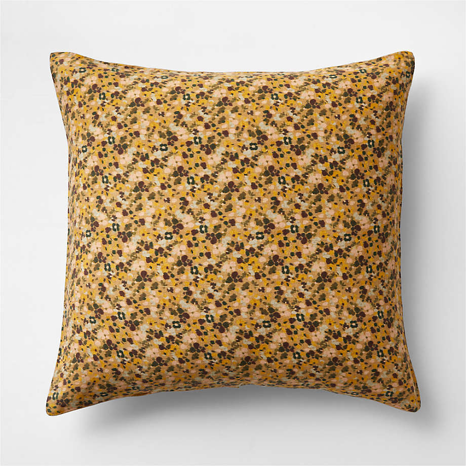 EUROPEAN FLAX Certified Linen Ditsy Floral Yellow Euro Pillow Sham