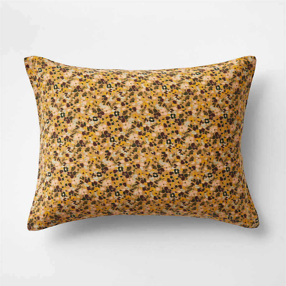 EUROPEAN FLAX ™-Certified Linen Ditsy Floral Yellow Standard Pillow Sham Cover