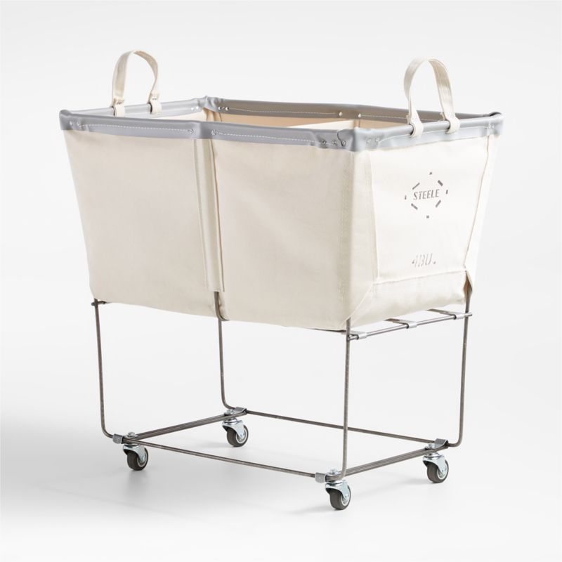 Commercial Divided Rolling Canvas Bin Laundry Hamper on Wheels, Gray,  Divided - Kroger