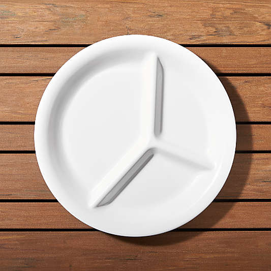 Divided White Outdoor Melamine Plate