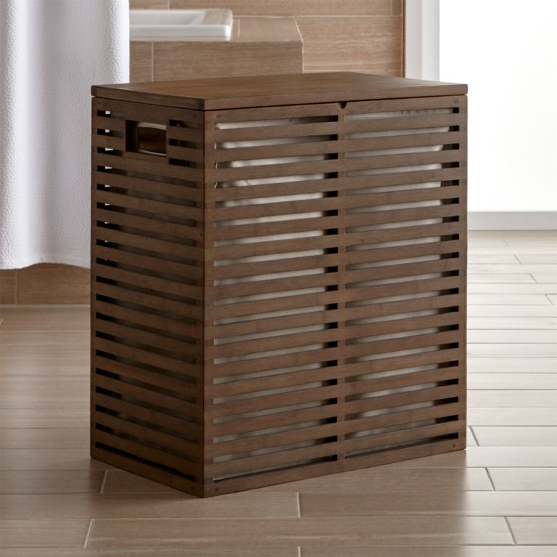 Dixon Bamboo Hamper with Liner + Reviews | Crate & Barrel