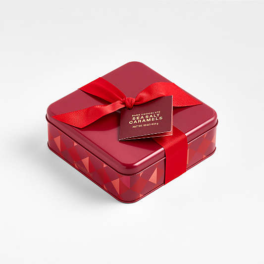 Dark Chocolate Sea Salt Caramels in Gift Tin