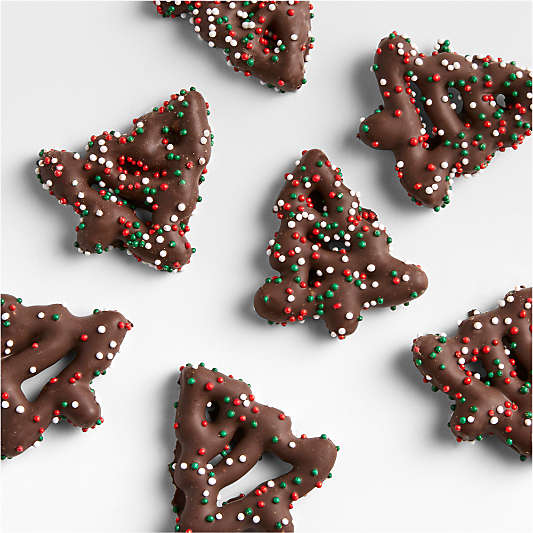 Dark Chocolate-Covered Tree Pretzels in Single-Serve Tent Gift Box