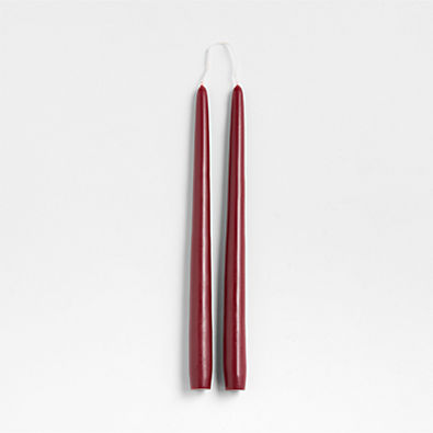 View Dark Cranberry 12" Dipped Taper Candle, Set of 2 details