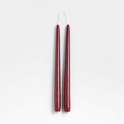 Dark Cranberry 12" Dipped Taper Candle, Set of 2