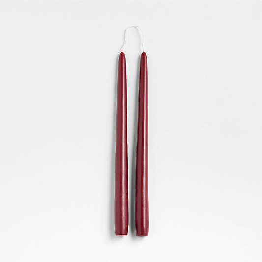 Dark Cranberry 12" Dipped Taper Candle, Set of 2