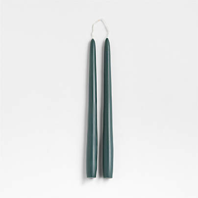 Dark Spruce Green 12" Dipped Taper Candle, Set of 2