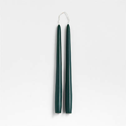 Dark Spruce Green 12" Dipped Taper Candle, Set of 2