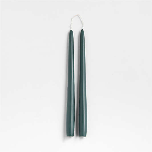 Dark Spruce Green 12" Dipped Taper Candle, Set of 2