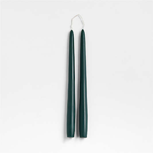 Dark Spruce Green 12" Dipped Taper Candle, Set of 2