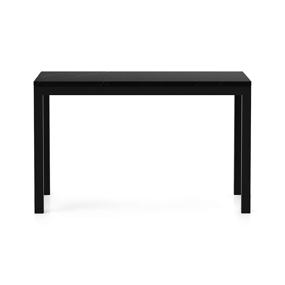 Parsons Black Marble Top Dark Steel Base Dining Tables Crate And Barrel