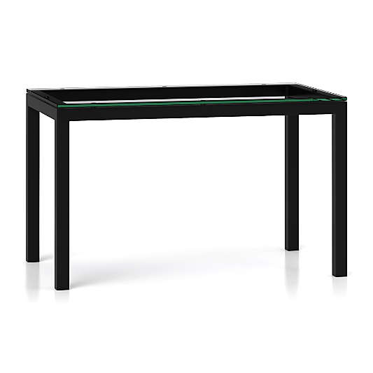 Parsons Clear Glass Top/ Dark Steel Base 48x28 Dining Table