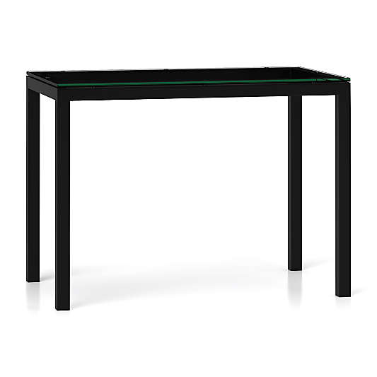 Parsons Clear Glass Top/ Dark Steel Base 48x28 High Dining Table