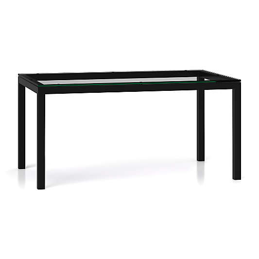 Parsons Clear Glass Top/ Dark Steel Base 60x36 Dining Table