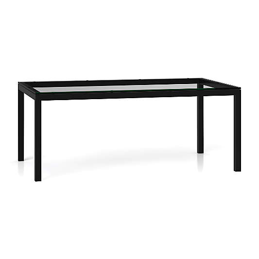 Parsons Clear Glass Top/ Dark Steel Base 72x42 Dining Table