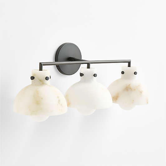 Dakota Black 3 Light Sconce with Alabaster Shade
