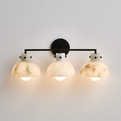 Dakota Black 3 Light Sconce with Alabaster Shade