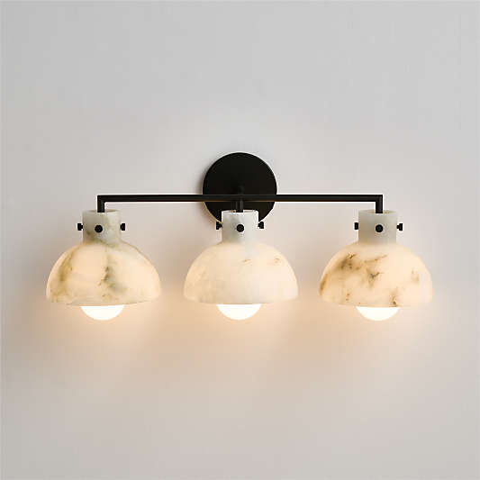 Dakota Black 3 Light Sconce with Alabaster Shade